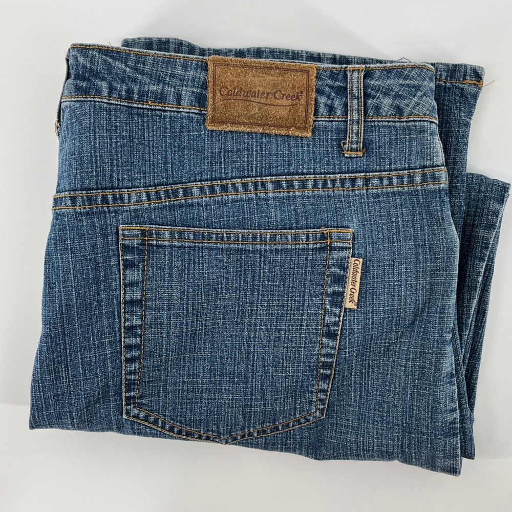 Coldwater Creek Capri Jeans, Women, 16, Blue, Medium Wash Stretch Denim